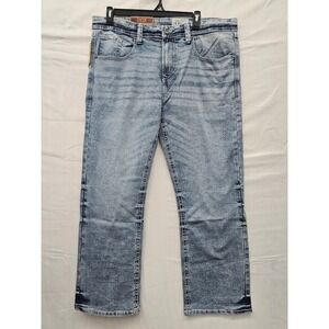TK Axel Mens Slim Boot Cut Denim Jeans Blue Polyester Stretch Size 40x32